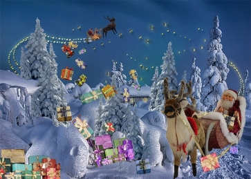 Santa's Workshop Backdrop Christmas Backdrop Stage Party Decoration Photography Background