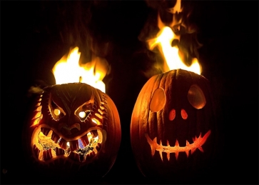 Scary Flame Pumpkin Theme Halloween Photo Backdrop Party Photography Background