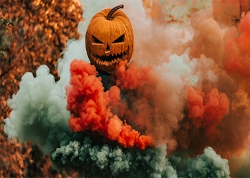 Scary Smoke Pumpkin Theme Halloween Backdrop Photography Background