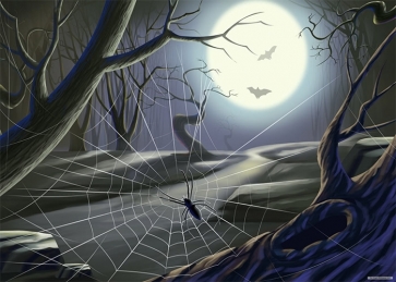Scary Forest Spider Web Halloween Backdrop Party Photography Background