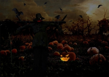 Dark Night Scary Pumpkin Halloween Party Backdrop Decoration Prop Background