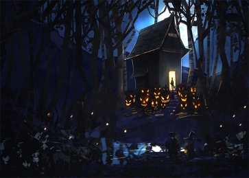 Dark Forest Scary Pumpkin Halloween Backdrop Studio Photography Background