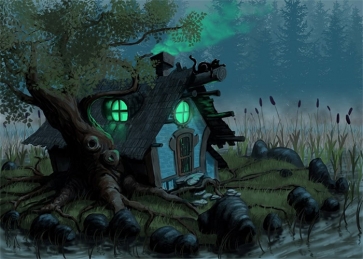 Fairy Tale World Witch Wood House Halloween Backdrop Studio Photography Background