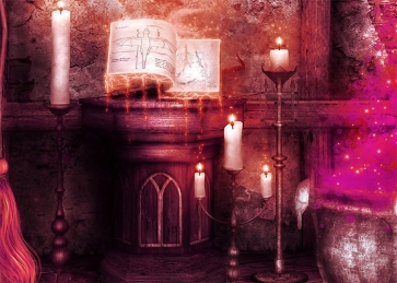 Candlelight Wizard Workbench Halloween Backdrop Studio Photography Background