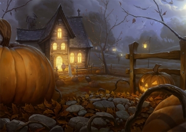Pumpkin Wood House Halloween Backdrop Studio Photography Background