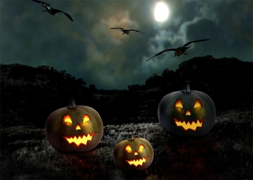 Under The Full Moon Scary Dark Pumpkin Halloween Party Backdrop Studio Photography Background