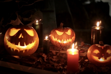 Scary Pumpkin Candlelight Halloween Party Backdrop Studio Photography Background