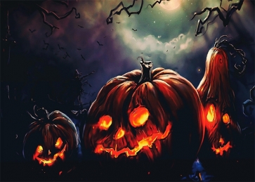 Dark Forest Scary Pumpkin Theme Halloween Backdrop Stage Party Photography Background