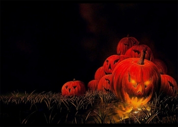Dark Night Scary Red Pumpkin Theme Halloween Party Backdrop Studio Photography Background