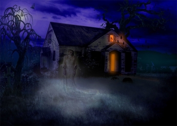 Dark Night Terror Ghost Wood House Halloween Party Backdrop Studio Stage Photography Background