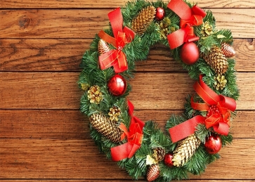 Wood Wall Christmas Wreath Backdrop Party Decoration Photography Background