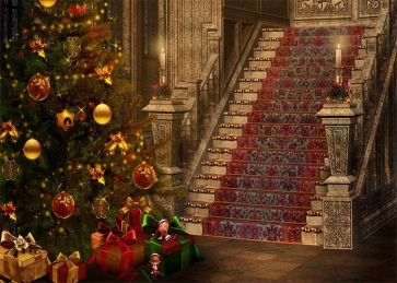 Retro Medieval Building Ladder Christmas Stage Backdrops Photo Booth Photography Background