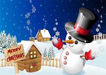 Cute Cartoon Snowman Christmas Party Backdrop Photo Booth Photography Background
