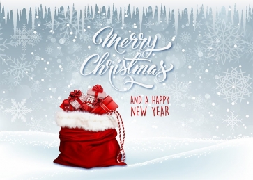 Snowflake Santa's Gift Bag Happy New Year Merry Christmas Backdrop  Party Photography Background