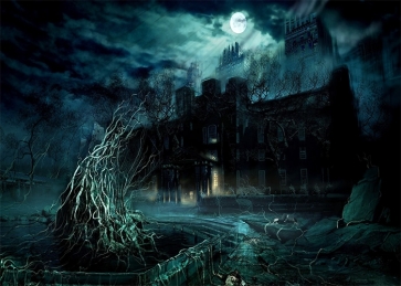 Scary Tree Vine Terrifying Dark Castle Halloween Backdrop Studio Stage Photography Background