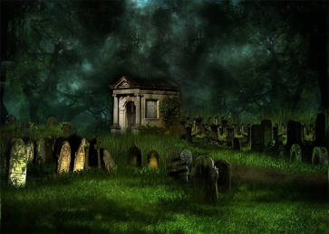 Scary Terrifying Cemetery Graveyard Forest  Halloween Backdrop Party Stage Photography Background