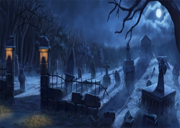 Dark Terrifying Forest Scary Cemetery Graveyard Backdrop Halloween Party Photography Background
