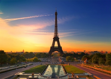 In The Sunset Paris Eiffel Tower Backdrop Party Studio Photography Background