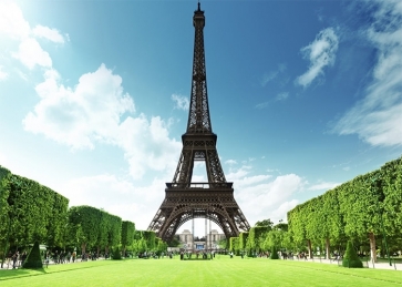 Summer Green Plants Paris Eiffel Tower Backdrop Party Studio Photography Background