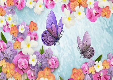 Colorful Flower Butterfly Backdrop Baby Shower Wedding Party Photography Background