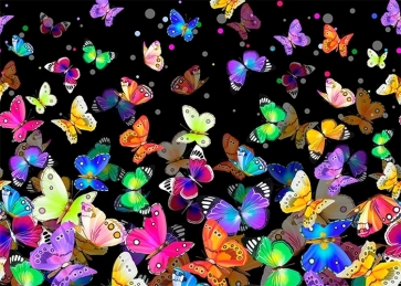 Black Background Sparkly Colorful Butterfly Backdrop Party Studio  Photography Prop