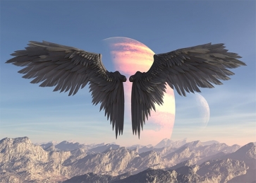 Starry Sky Black Angel Wings Backdrop Studio Photography Background
