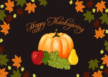 Pumpkin Fruit Maple Leaf Theme Happy Thanksgiving Backdrop Party Photography Background