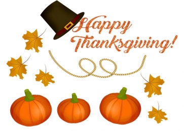 Simple Top Hat Pumpkin Leaf Theme Happy Thanksgiving Backdrop Party Photography Background