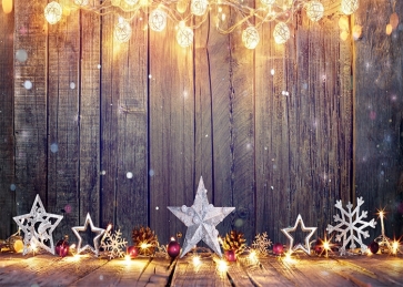 Five Pointed Star Fairy Light Wood Wall Christmas Backdrop Party Background