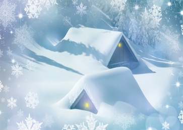 Snow Covered House Snowflake Christmas Backdrop Stage Party Photography Background