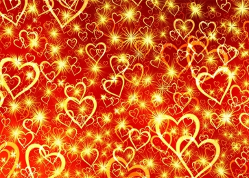 Early 2000s Retro 90s Gold Heart Backdrop Party Background