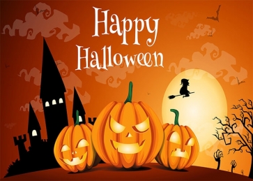 Cartoon Pattern Pumpkin Theme Happy Halloween Backdrop Party Background