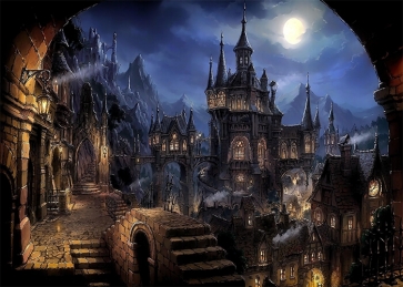 Ancient Castle City Halloween Backdrop Stage Studio Party Background