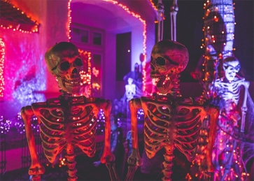Scary Skeleton Halloween Backdrop Stage Studio Party Background