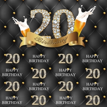 Diamond Theme Happy 20th Birthday Backdrop Party Photography Background