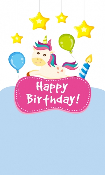 Cartoon Balloon Baby Birthday Party Background Unicorn Backdrop