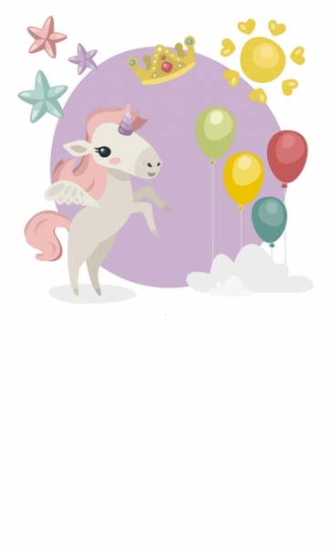 Cartoon Balloon Crown Unicorn Backdrop For Baby Party Backdrops