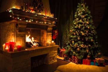 Christmas Tree Theme Fireplace Backdrop Christmas Photo Stage Photography Background Decoration Prop