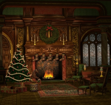 Roman Medieval Architecture Fireplace Christmas Backdrop Decoration Prop