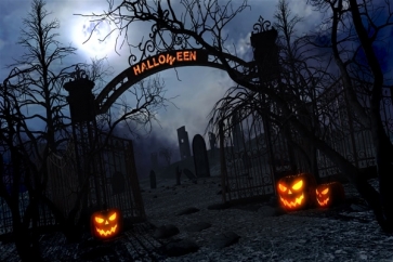 Scary Dark Pumpkin Cemetery Forest Halloween Photo Backdrop Stage Background Decoration Prop