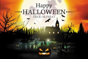 Scary Dark Pumpkin Trick Or Treat Halloween Party Backdrop Stage Background Decoration Prop