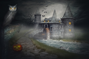 Mysterious Stone Castle Halloween Backdrop Stage Party Background  Decoration Prop