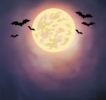 Under The Yellow Moon Bat Theme Halloween Party Backdrop Decoration Prop