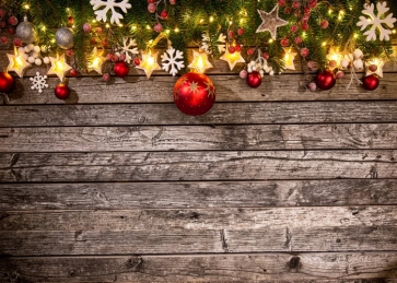 Christmas Tree Branches Snowflake Wood Board Christmas Photo Backdrop Decoration Prop