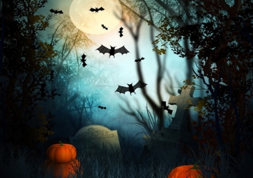 Cemetery Forest Bat Halloween Party Backdrop Stage Background Decoration Prop