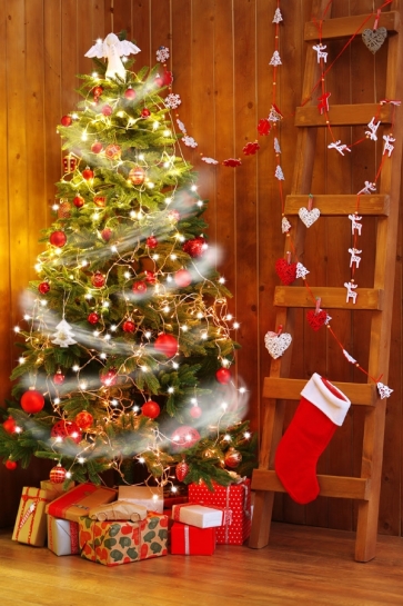 Wood Wall Christmas Tree Backdrop Stage Photography Background Decoration Prop
