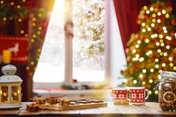 Candlelight Windowsill Christmas Photo Booth Backdrop Photography Background Decoration Prop
