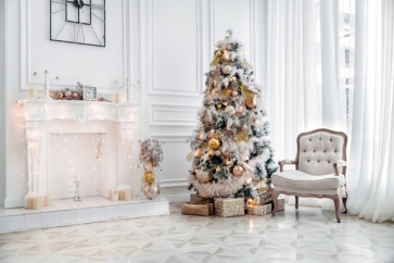 White Wood Wall Christmas Tree Backdrop Photo Booth Photography Background Decoration Prop