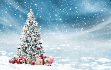 Blue Sky Snowflake Winter Wonderland Christmas Tree Backdrop Photography Background Decoration Prop