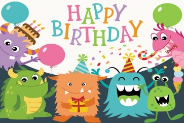 Monster Theme Kid Happy Birthday Backdrop Photography Background Cake Smash Decoration Prop